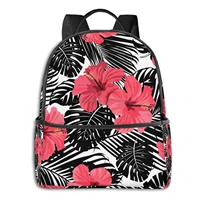 red hibiscus flower adult backpack unisex backpack fashion life backpack suitable for school laptop travel boys and girls