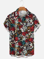 molilulu mens fashion vintage clothing skulls and roses hawaiian short sleeve shirt
