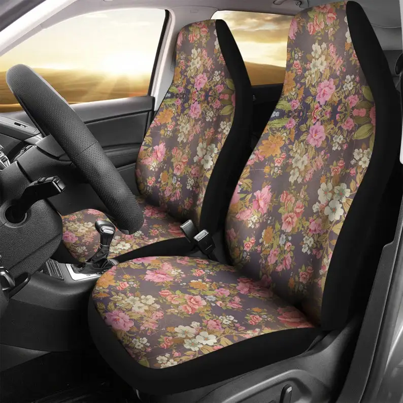 

Navy Blue floral Front Car Seat Covers, Cute Car Accessories New Gifts for Her Custom Made Cover