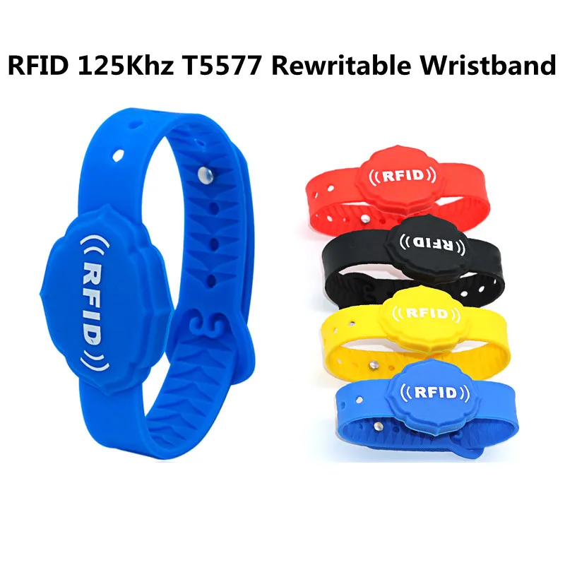 5pcs ID 125Khz T5577 Clone Copy Bracelet  Replicable Writable Waterproof Wristband Key Rfid Copier Badge Access Control Token