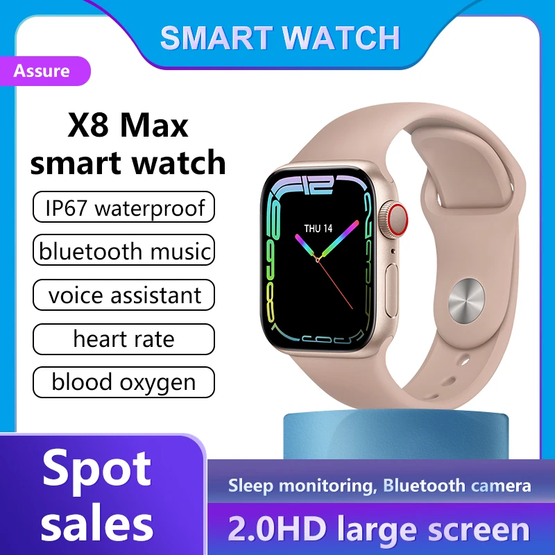 

Смарт-часы X8 Max для мужчин и женщин, спортивные умные часы с поддержкой Bluetooth, с функцией измерения кровяного давления, пульсометром и напоминанием, водонепроницаемость IP67
