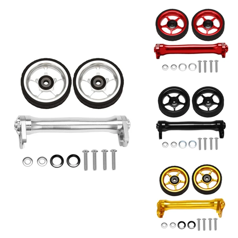 

HOT Folding Bike Widen Easy Wheel&Telescopic Rod Extension Bar For Brompton Rear Cargo Rack Easywheel Telescopic Rod