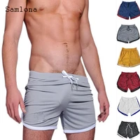 samlona plus size men leisure bordered shorts 2022 summer new sexy lace up skinny shorts male casual beach short pants homme