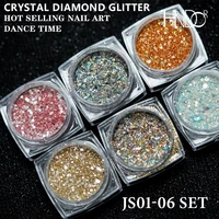 hndo 6 pcsbox sparkle daimond powders nail glitter set pigment dust crystal flakes diy for nail art decorations manicure kit
