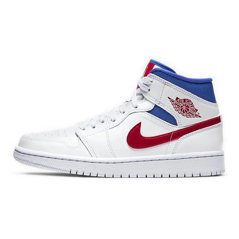 Женские кроссовки Nike Jordan 1 Mid White Red Royal BQ6472-164