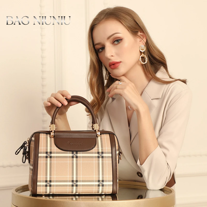 New Luxury Leather Handbag Classic Crossbody Bag for Women 2022 Female Plaid Shoulder Messenger Sac Designer Ladies Tote Bag