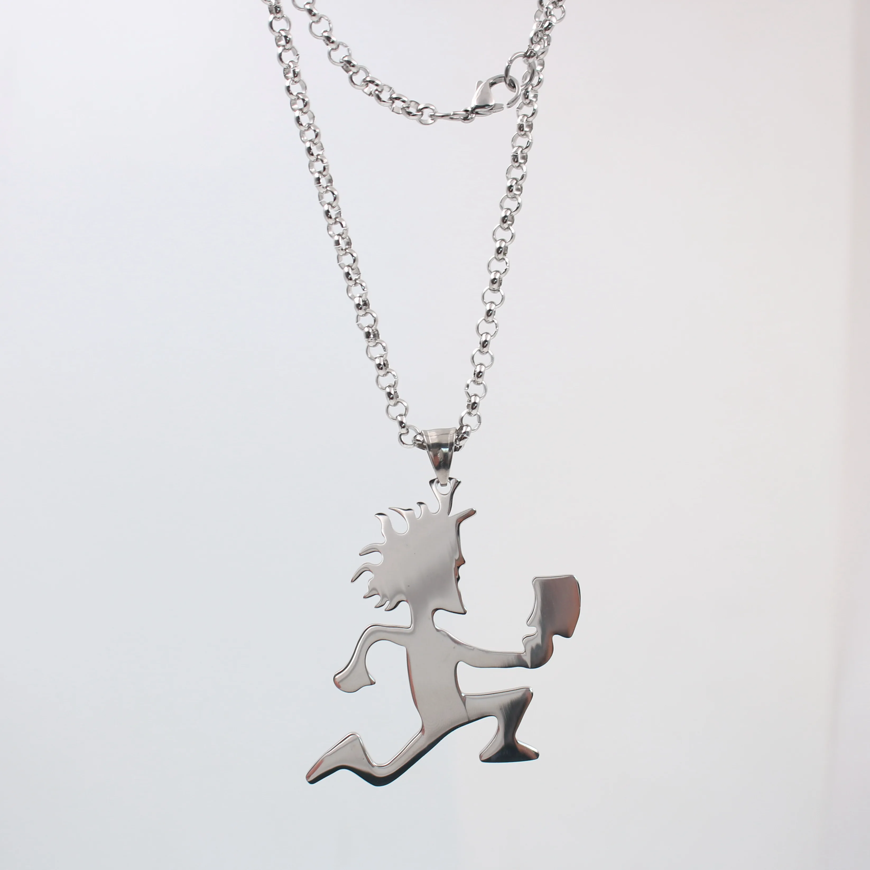 Silver Juggalo Hatchetman Charm Stainless Steel ICP Hatchet Man Pendant Necklace 4mm24'' Chain |