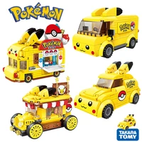 2022 new anime series pokemon pok%c3%a9mon pikachu car bus upgrade charizard venusaur blastoise blocks diy toy christmas gifts