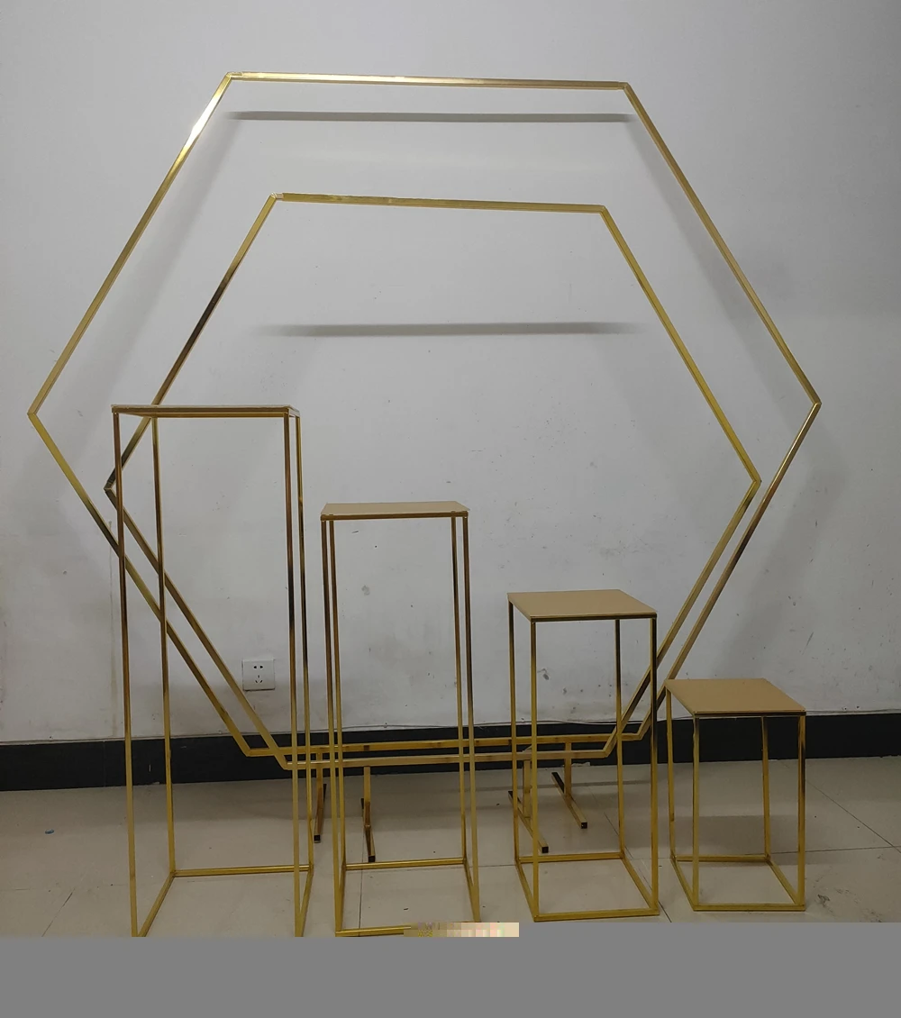 

Outdoor Lawn Wedding Arch Shiny Metal Iron Frame Marry Backdrop Arch Artificial Flower Rack For Birthday Party DIY decorate