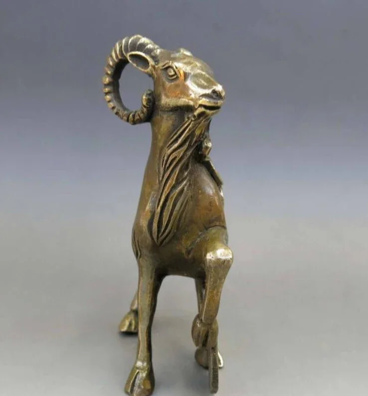 Китайская латунь медь фэн-шуй богатство Юань Бао деньги статуя козы овцы