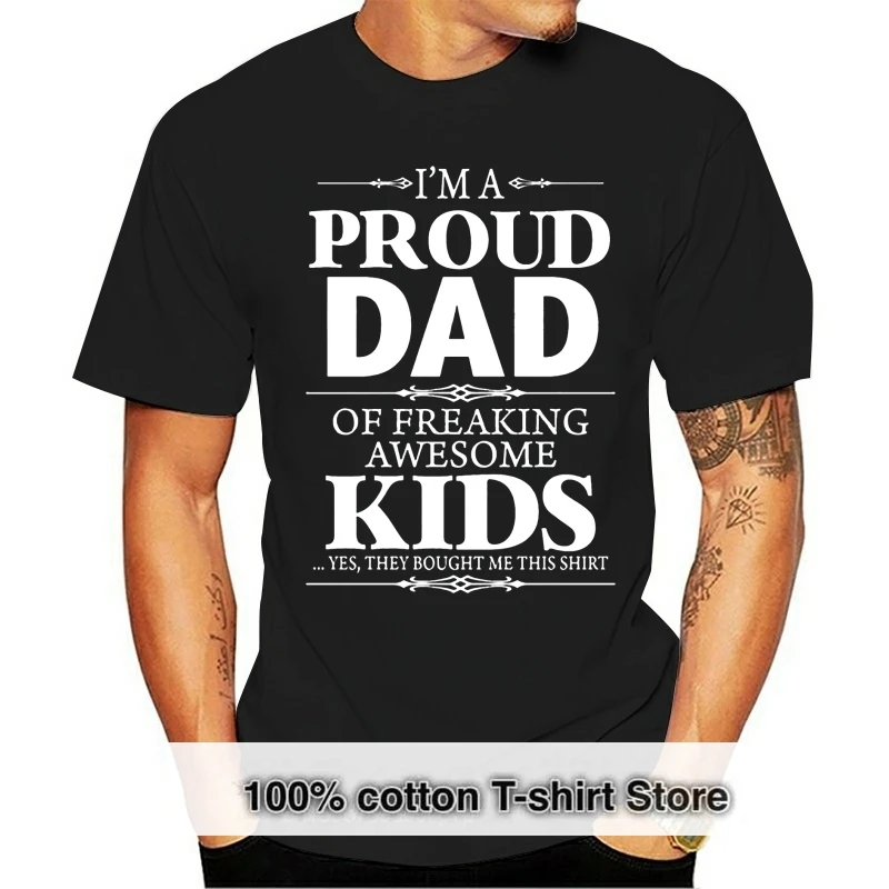 

Футболка с надписью «гордый папа потрясающего» отца, подарок на день отца, металлическая футболка, летняя футболка в американском стиле, од...