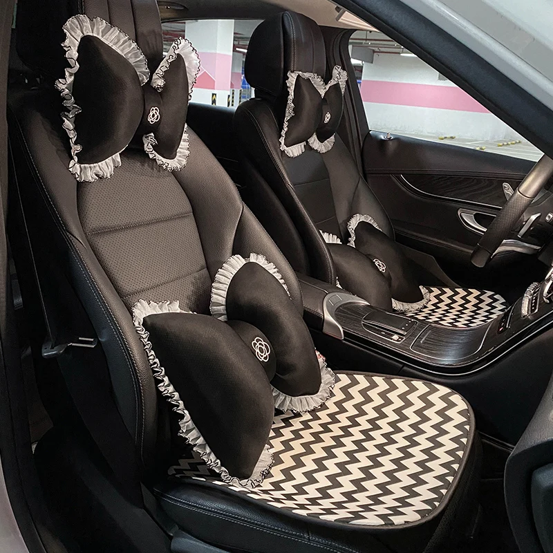 

New Cartoon Camellia Ice Silk Simple Fashion Summer Lumbar Support Car Waist Neck Pillow