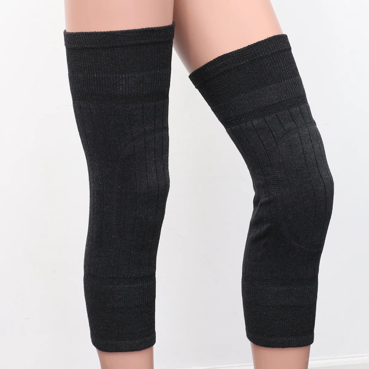 

1 Pair Breathable Wool Winter Knee Warmer Unisex Thicken Elastic Knee Brace Knee Pad Knees Sleeves (Dark Grey, Random Color of