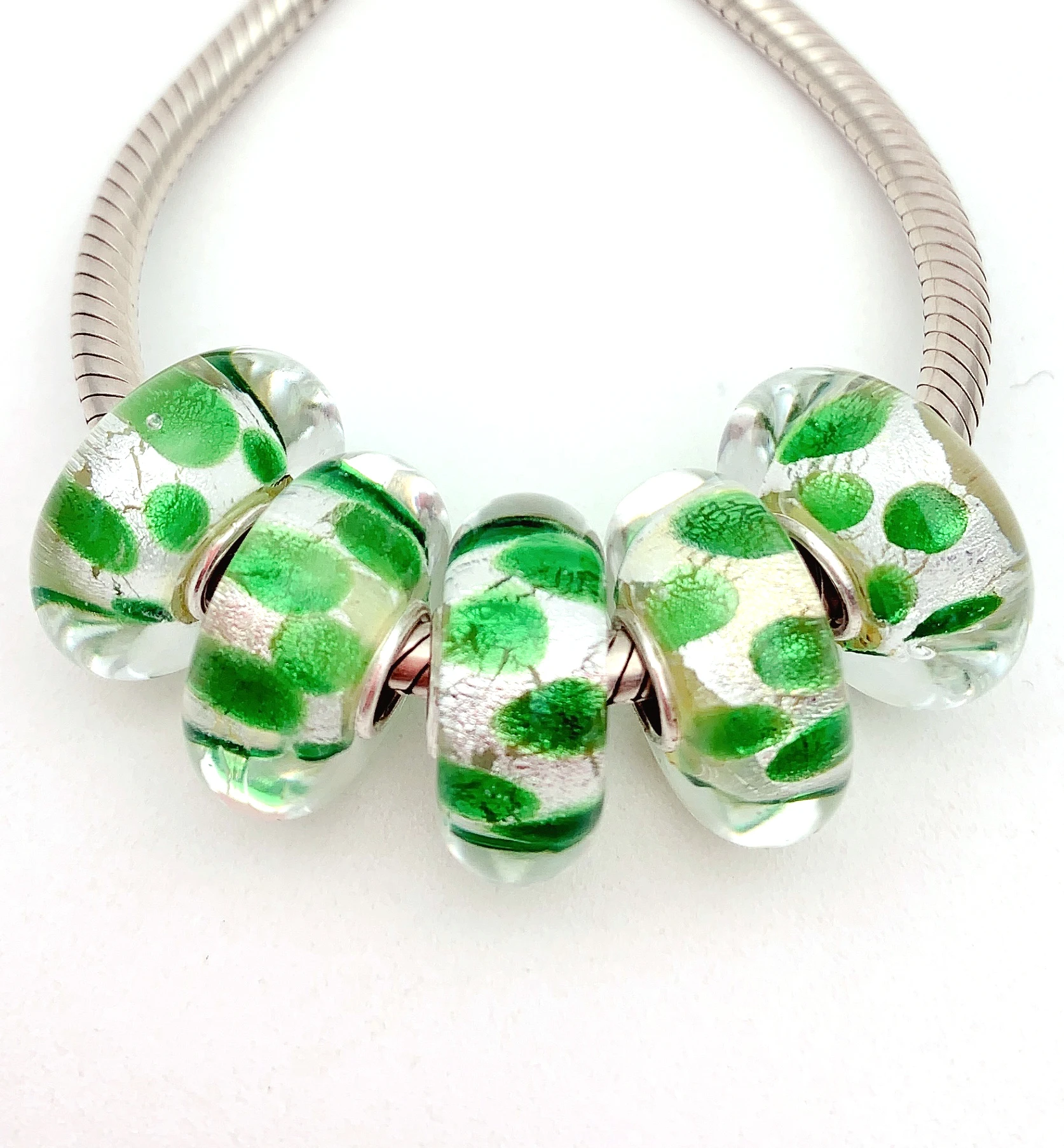 

XHYG159 5X 100% Authenticity S925 Sterling Silver Beads Murano GlassBeads Fit European Charms Bracelet Diy Jewelry Lampwork
