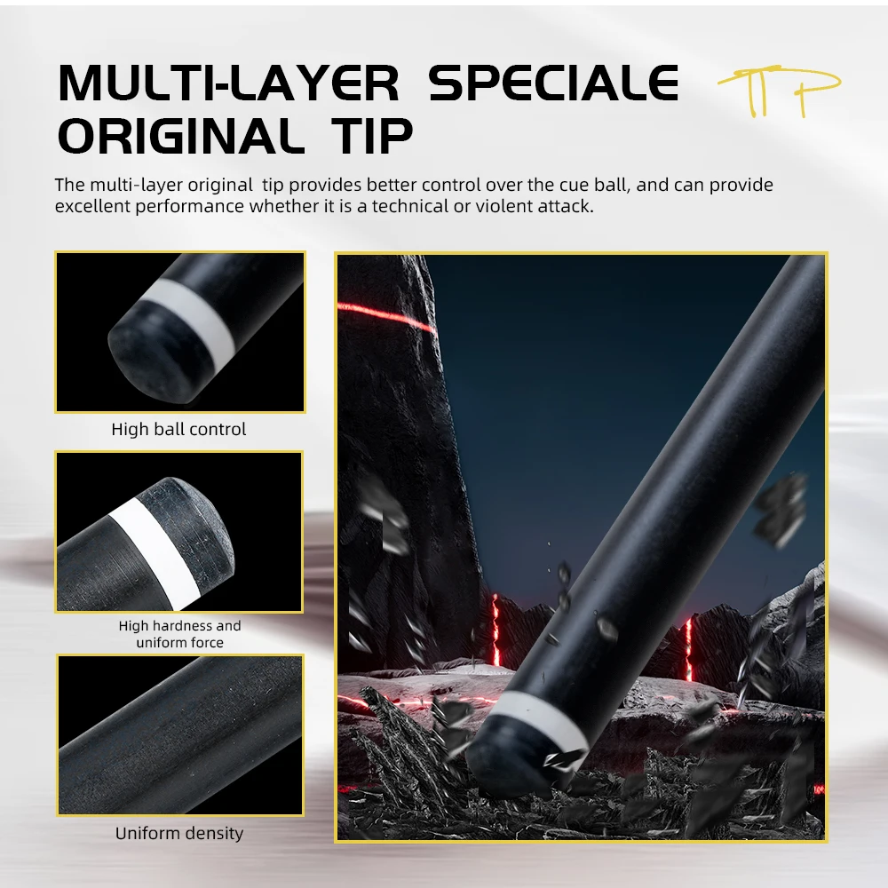 ZOKUE Elite Series Кий из углеродного волокна с низким дефлекцией две валы кленовый