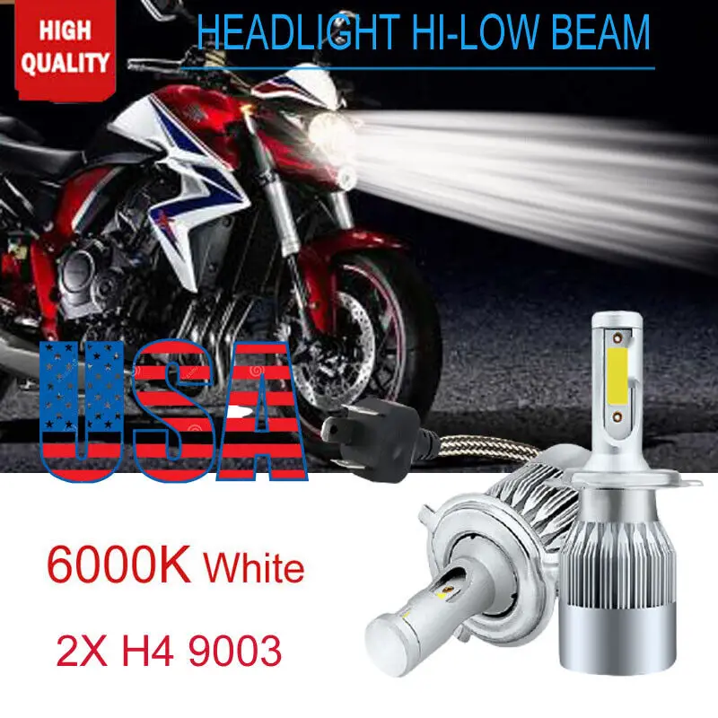 

2x H4 LED Headlight Bulbs 6000K For Honda VTX1800F VTX1800C VTX1300S VTX1300R