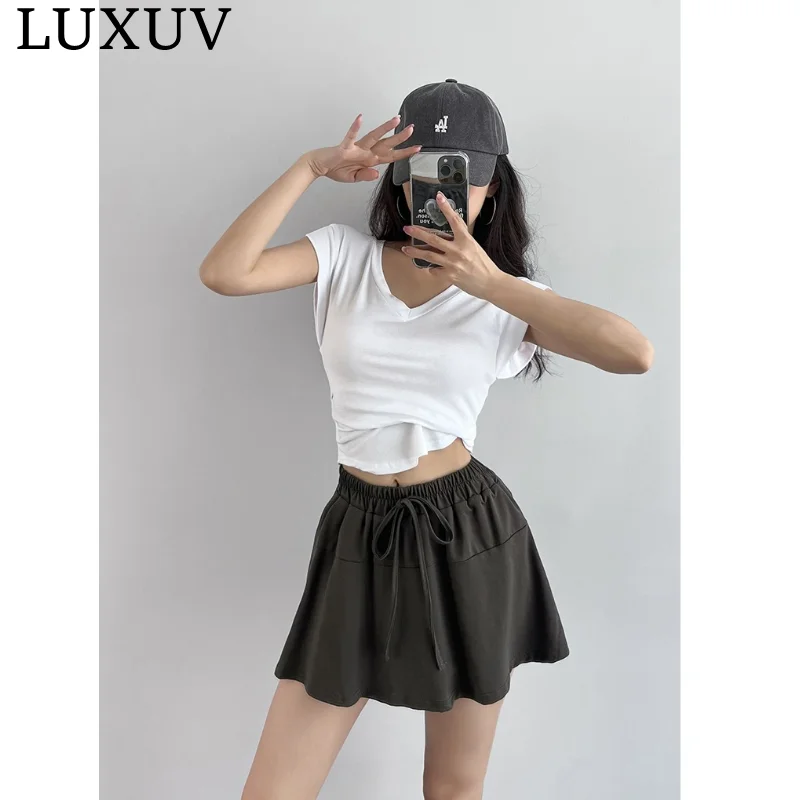 

LUXUV Women's Basic Skirt Versatile Stretchy Flared Casual Mini Skater High Street Design Fashion Short Skirt 2023 New Sport