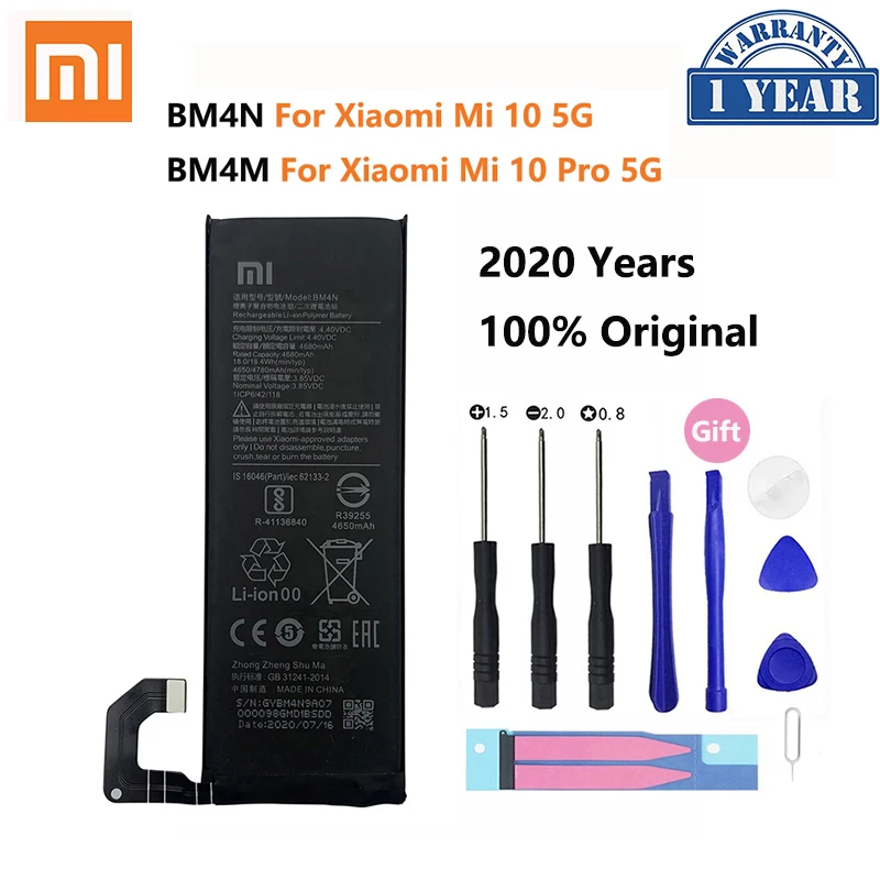 100% оригинальный высококачественный аккумулятор для телефона BM4M BM4N Xiaomi Mi 10 Pro 5G 10Pro