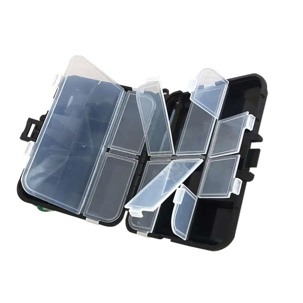 

Fishing Gear Set Holders Hooks Bait Tackle ABS PP Foldable Organizer Square Storage Box Black