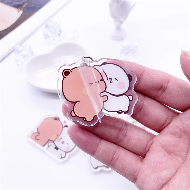 Милый Двойной Искусственный Акриловый Бело-серый Кулон Bubu Dudu Для Сумки