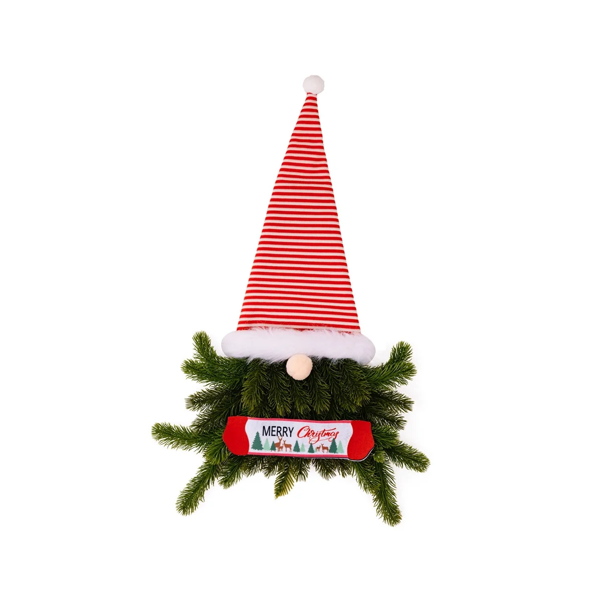 

Рождественское украшение для двери, подвесная сосновая игла для бороды, Безликий полосатый головной убор для пожилых людей с Сантой, гном, эльфом, венок