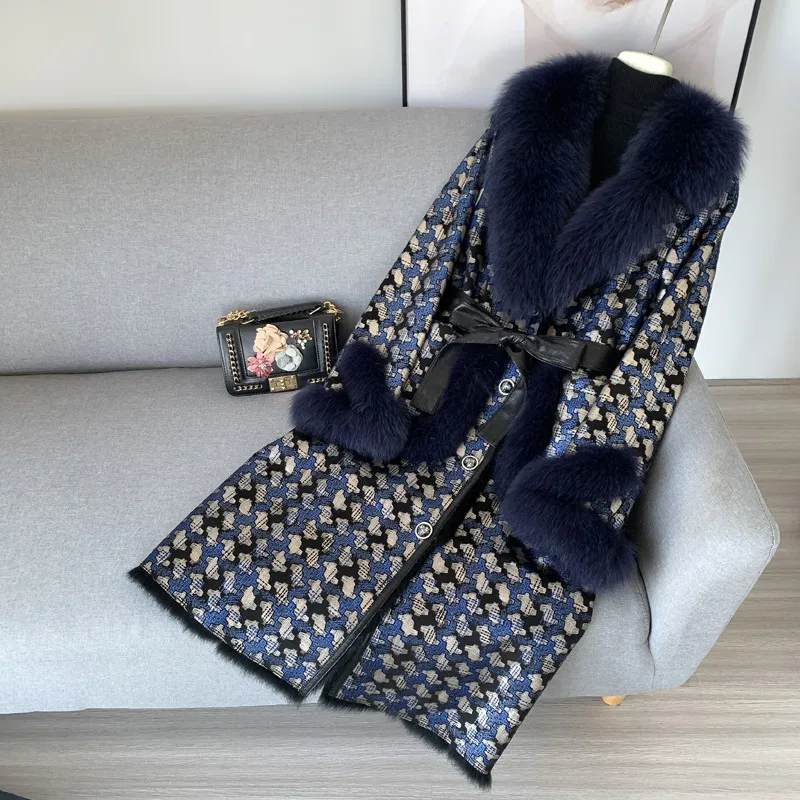 Высококачественное роскошное Женское пальто из натурального кроличьего меха