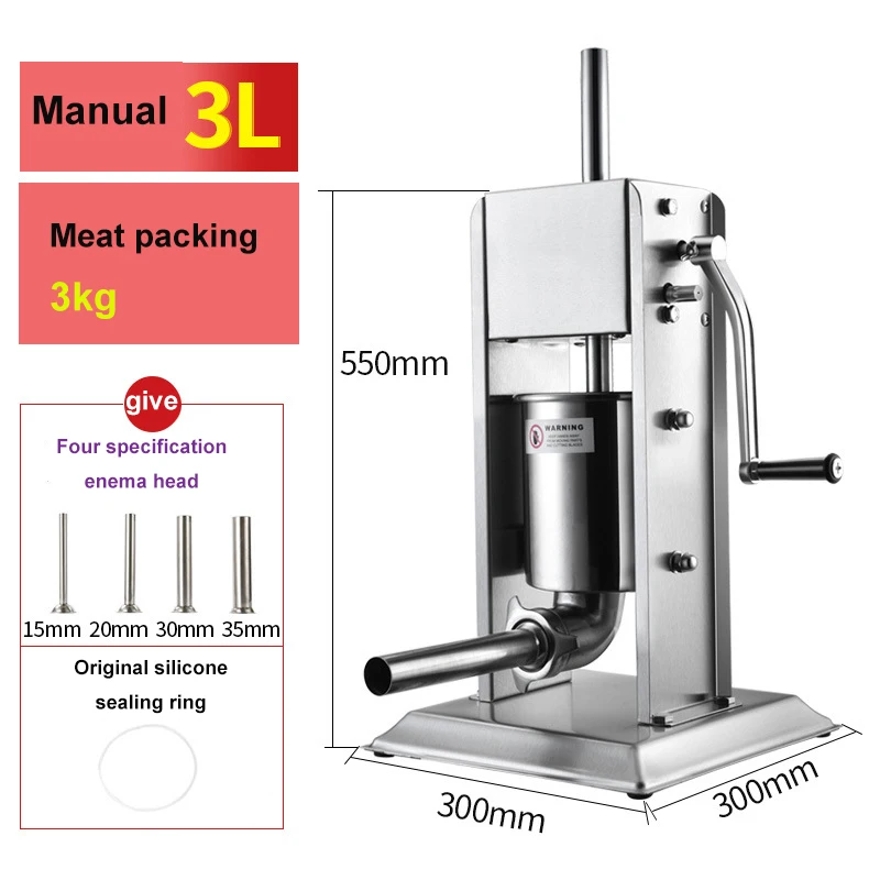 

Sausage Filler Manual Stainless Steel Vertical 3L Sausage Stuffer Meat Filling Machine Kitchen Spanish Churros Maker