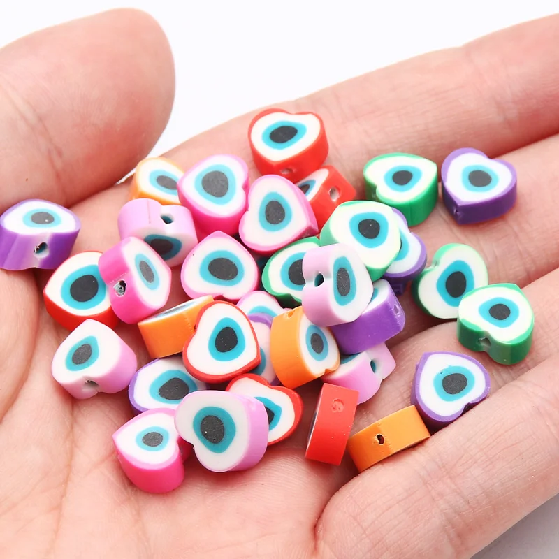 20/50/100pcs Mixed Eye Clay Heart Spacer Beads Polymer For Jewelry Making Diy Bracelet Necklace Handmade Accessorie - купить по