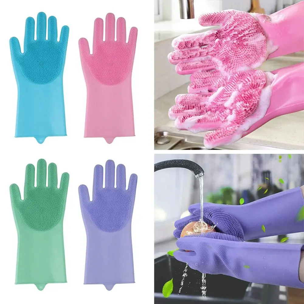

Car Clean Bathroom Kitchen Cleaning Tools Pet Hair Care Silicone Cleaning Gloves Dish Washing Cleaning Scrubber