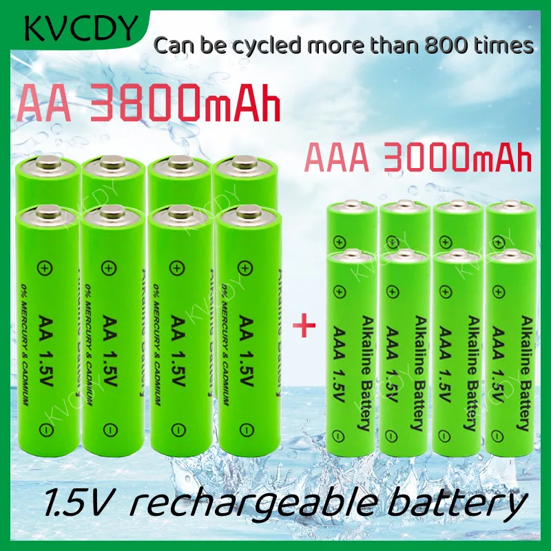 

KVCDY AA+AAA rechargeable NiMH battery, 1.5VAA3800mAh, AAA3000mAh, battery for toy car, remote control, clock, calculator, radio