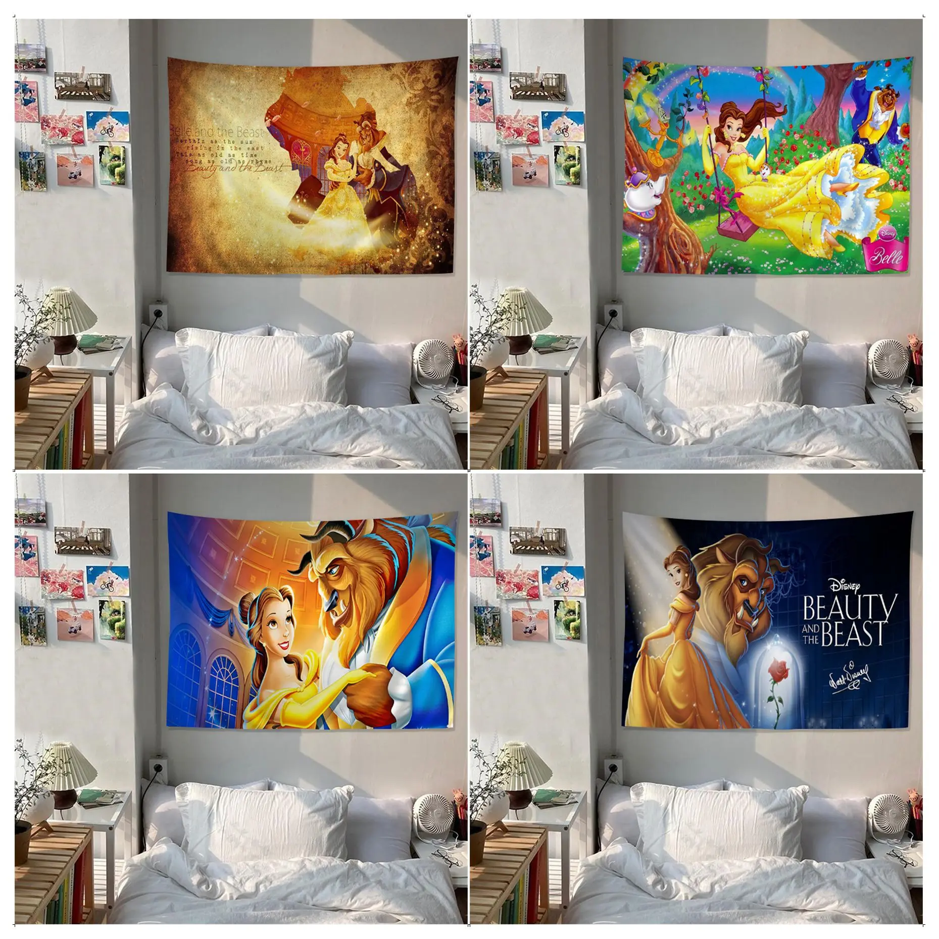 

Disney Beauty And The Beast Tapestry Art Printing Home Decoration Hippie Bohemian Decoration Divination Decor Blanket