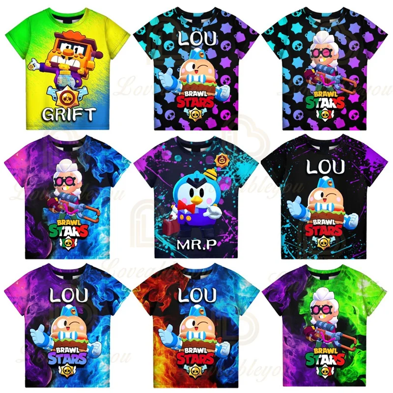 

BUZZ Bravo Kids T Shirt Leon Spike Crow Surge Sandy Max El Primo Game Tshirt for Boys Tops Tees Children Men Costume