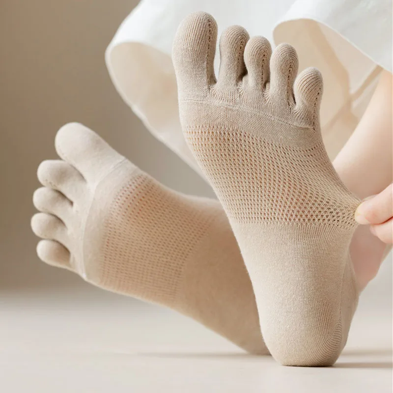 Women's Toe Socks Fashion Sweat-absorbing Breathable Cotton Boat Sock  Elastic Invisible Ankle Short Comfortable Casual Sokken