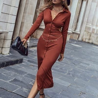 womens sexy hollow out waist dress spring autumn streetwear long sleeve slim dress lady chic holiday single breasted vestidos