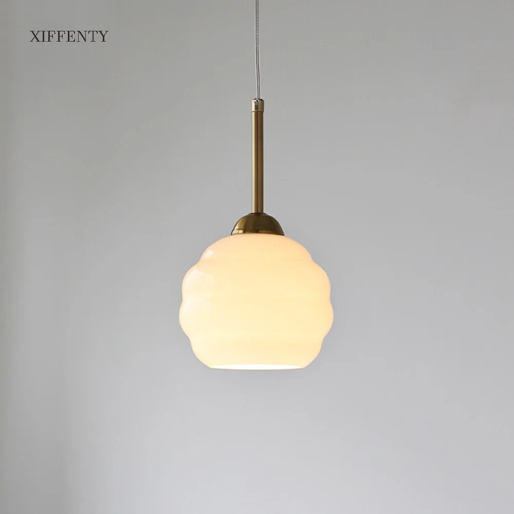 

Cream Glass Chandelier Bedroom Head Romantic Bay Window Single Balcony Aisle Modern Light Fixtures Pendant Lights