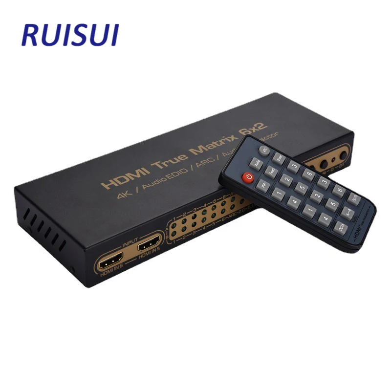 6x2 HDMI-Compatible Matrix 4Kx2K@30Hz 6 Input 2 Output HDMI-Compatible Audio Switch Splitter Support 3D HD Video Switcher