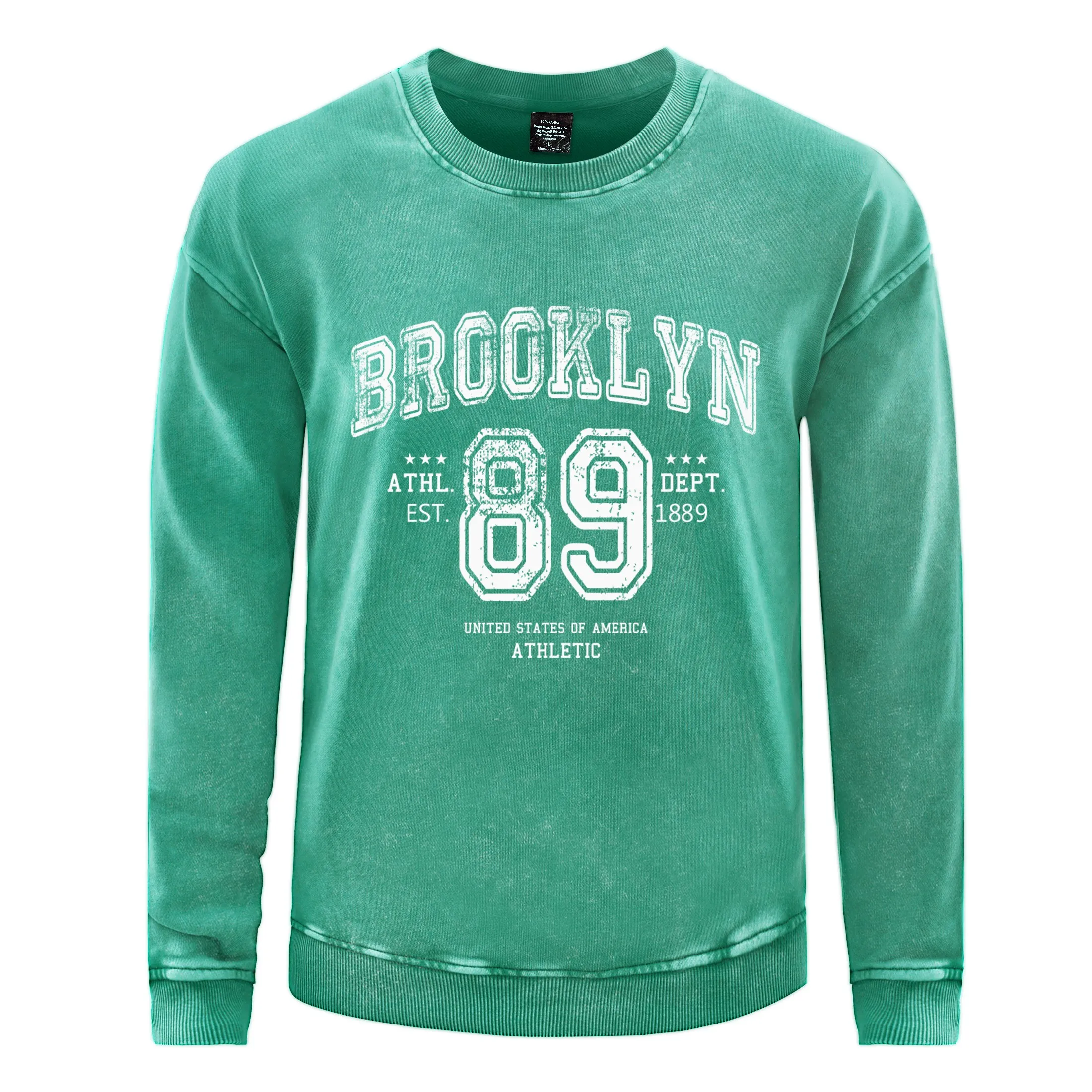 Brooklyn Athl Dept 1889 мужская одежда из стираного хлопка с принтом осенний пуловер