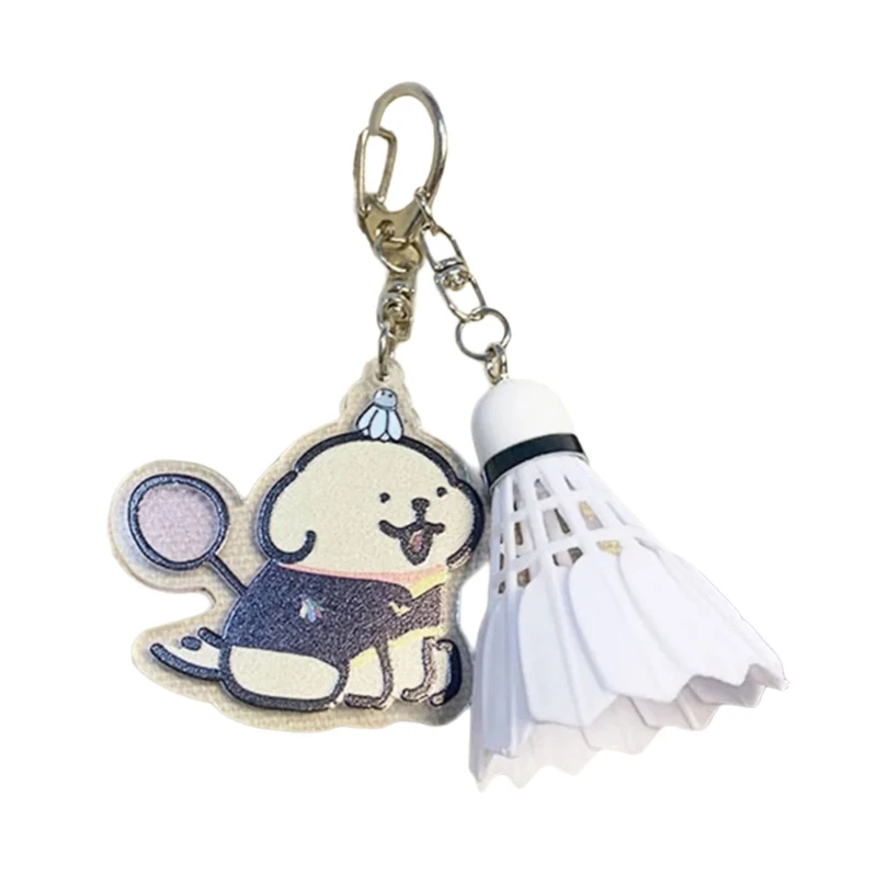 

Брелок для бадминтона с мультяшной собакой, кулон для бадминтона, маленький брелок для ключей, акриловые брелоки, подарок для