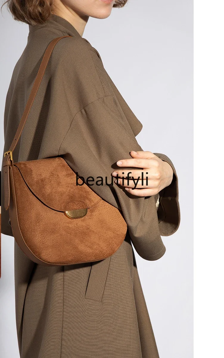 Сумка-седло женская через плечо из натуральной воловьей кожи