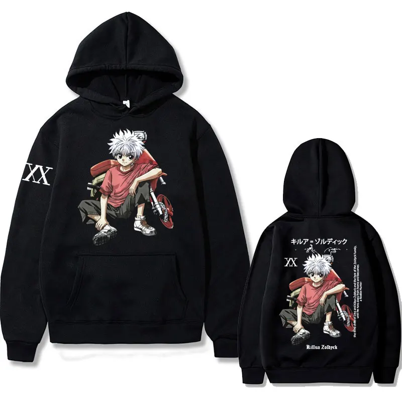 

Japanese Anime 90s Cartoon Hunter X Hunter Hoodie Killua Zoldyck Harajuku Manga Print Hoodies Men Women Vintage Hood Sweatshirts