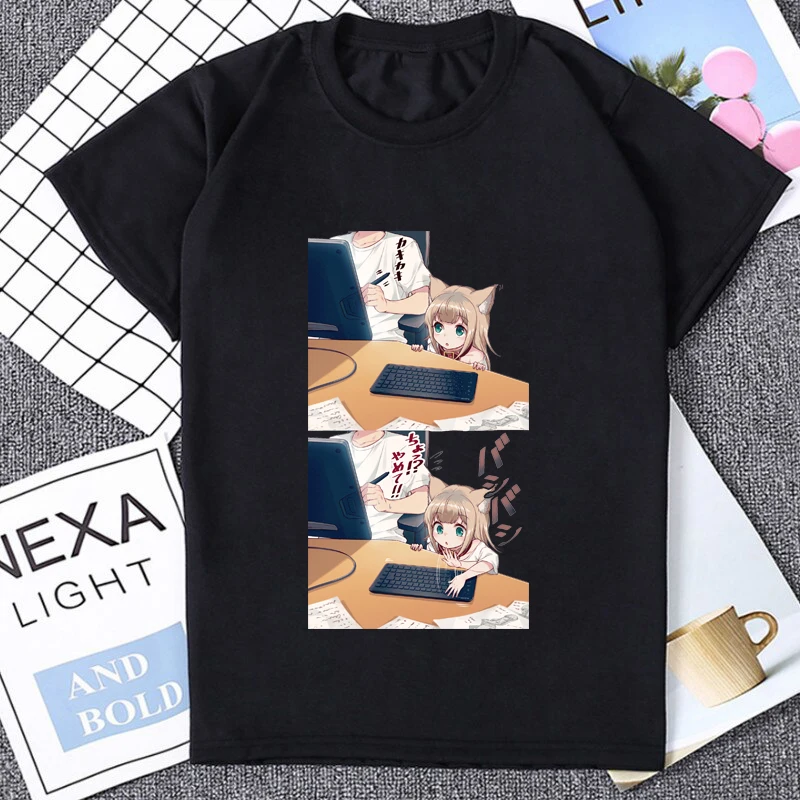 Футболка женская с японским аниме My Cat Is A Kawaii Повседневная Уличная одежда в стиле