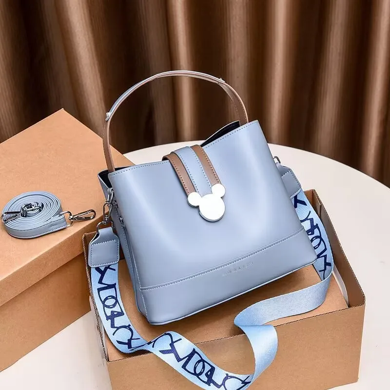 

Disney New Luxury Brand Mickey Premium Bucket Bag Women's Shoulder Handbag Fashion Travel Shopping Bag Girls Mobile Phone Bag