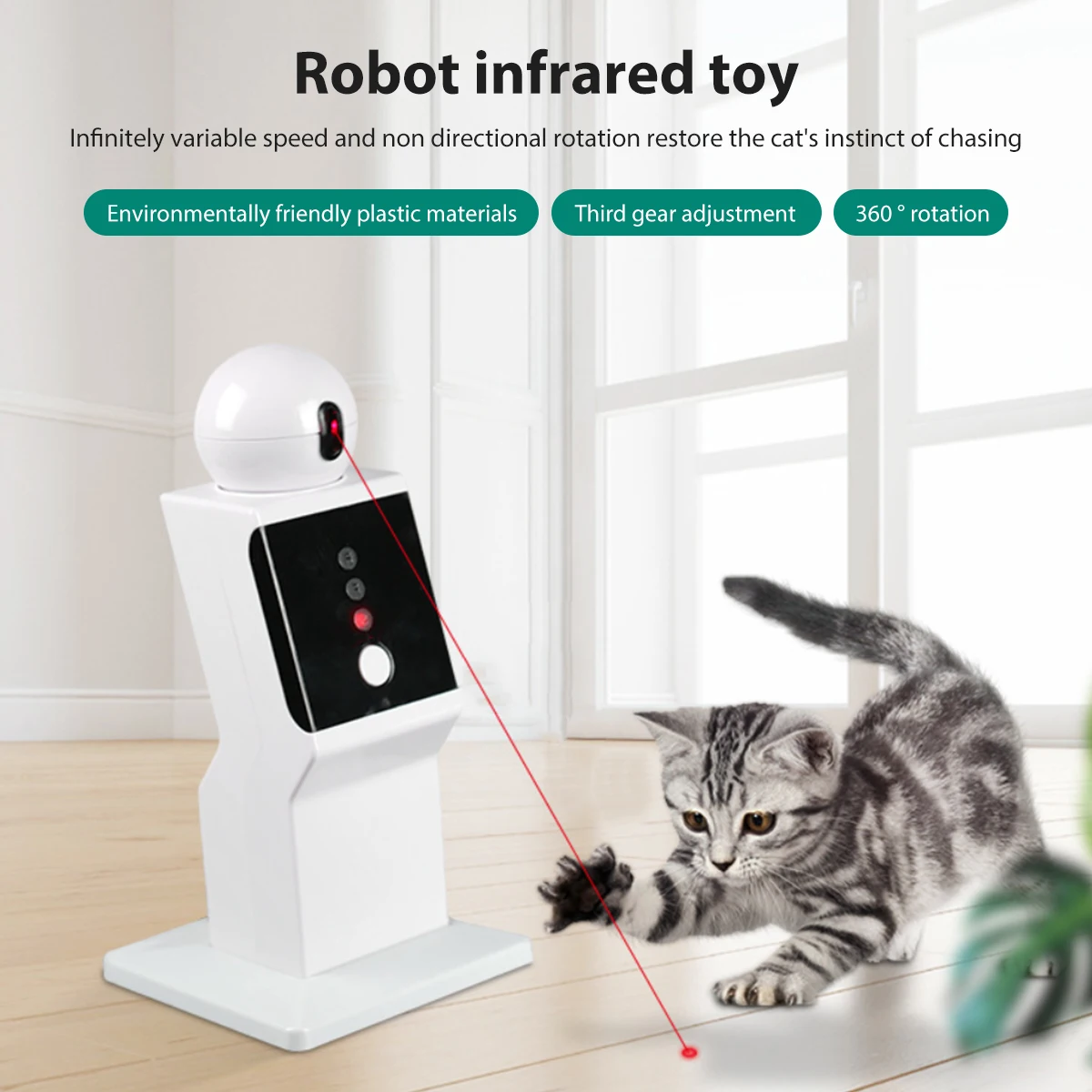 

L кошачья интерактивная игрушка Автоматическая игрушка в виде кошки с 3 точками и таймером, вращающаяся на 360 градусов игрушка для тренировк...