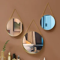 golden creative wall hanging dressing mirrors bathroom washstand dormitory household room decoration toilet shower furniture