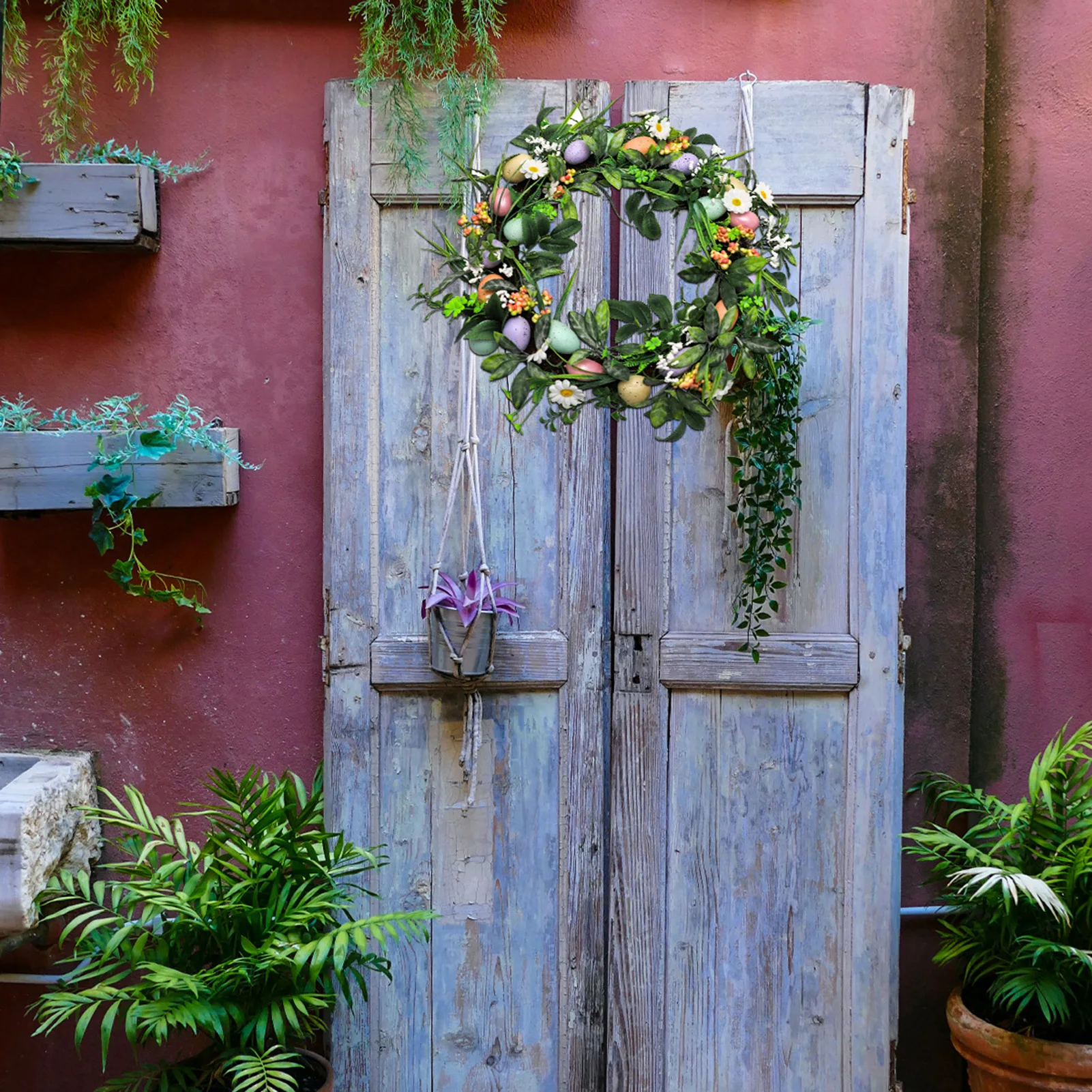 Пасхальный венок в виде яйца Искусственный передний для гостиной весенний