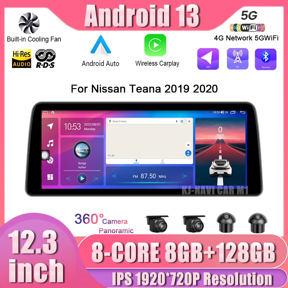 

12.3" Android 13 For Nissan Teana 2019 2020 Car Multimedia Player Radio GPS Navigation with CarPlay 4G+WIFI Intelligent System