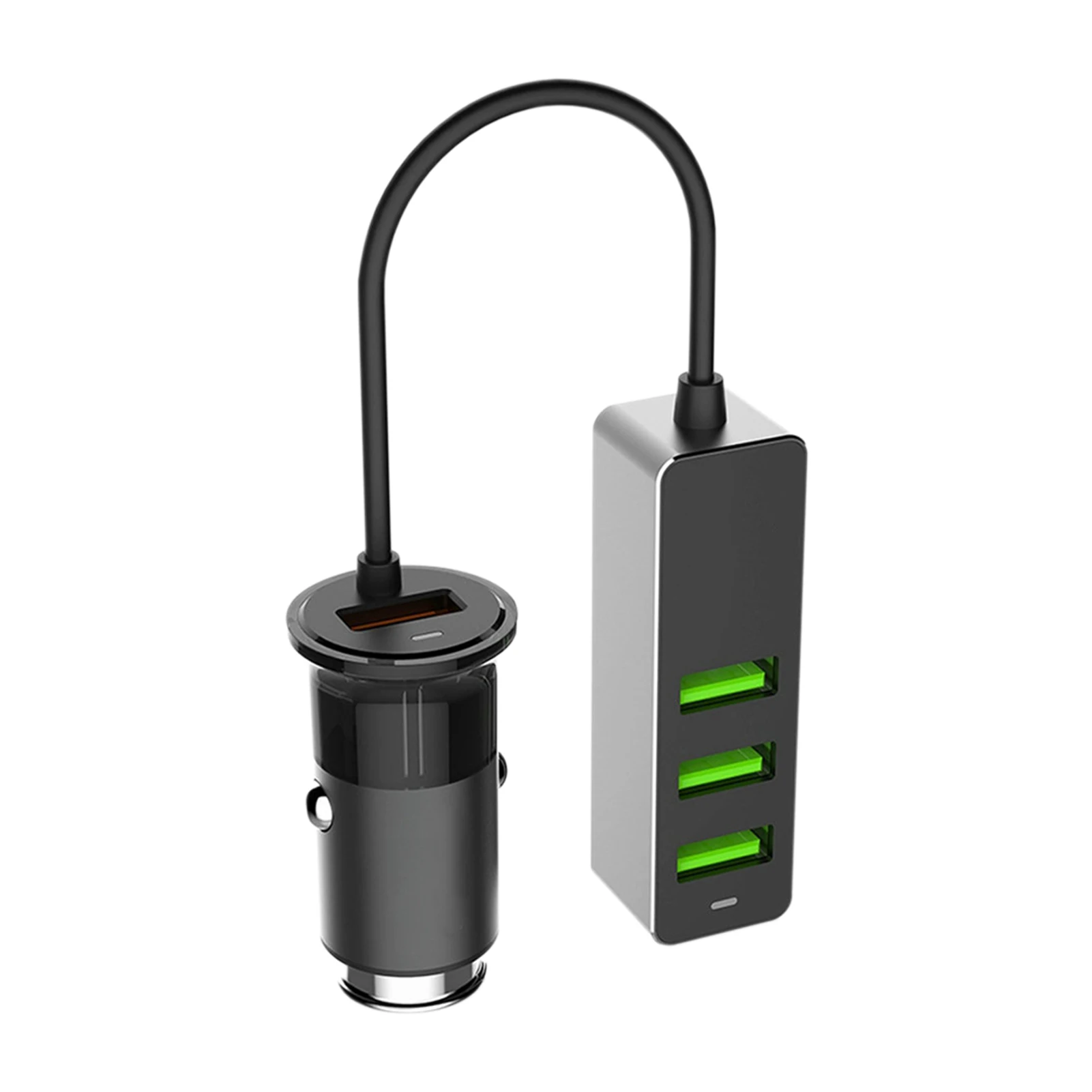 

12-24V Multifunctional For Phone Mini Long Cable Interior Fast Charging USB Port Lighter Aluminum Alloy Car Charger