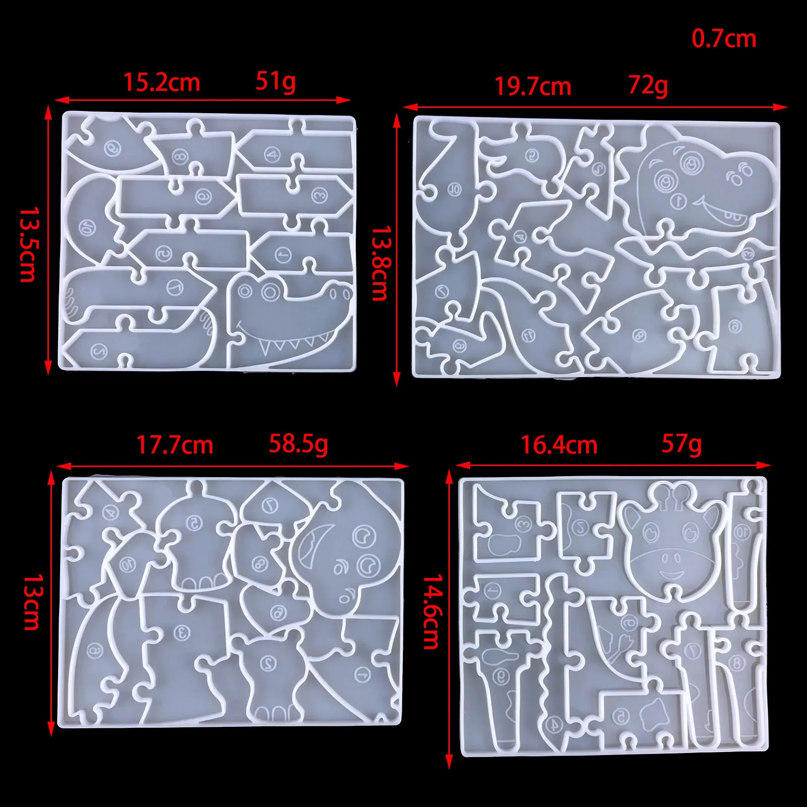 Силиконовая форма пазл с животными и динозаврами Детские пазлы для дошкольников