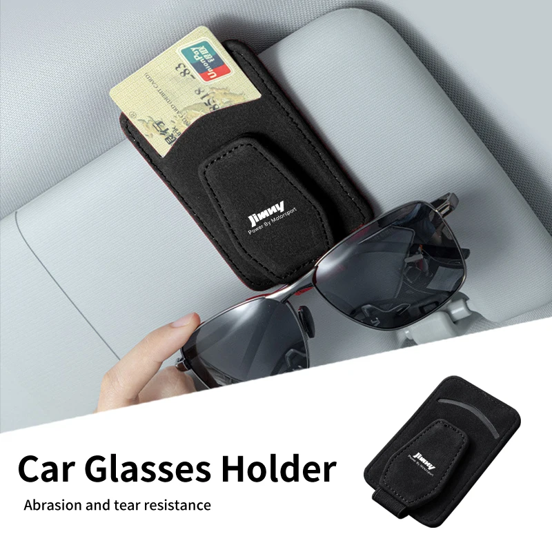 Sun Visor Eyeglass Holder Flip Flop Leather Card Organiser For Suzuki Grand Vitara SX4 Swift Jimny Kizashi Liana