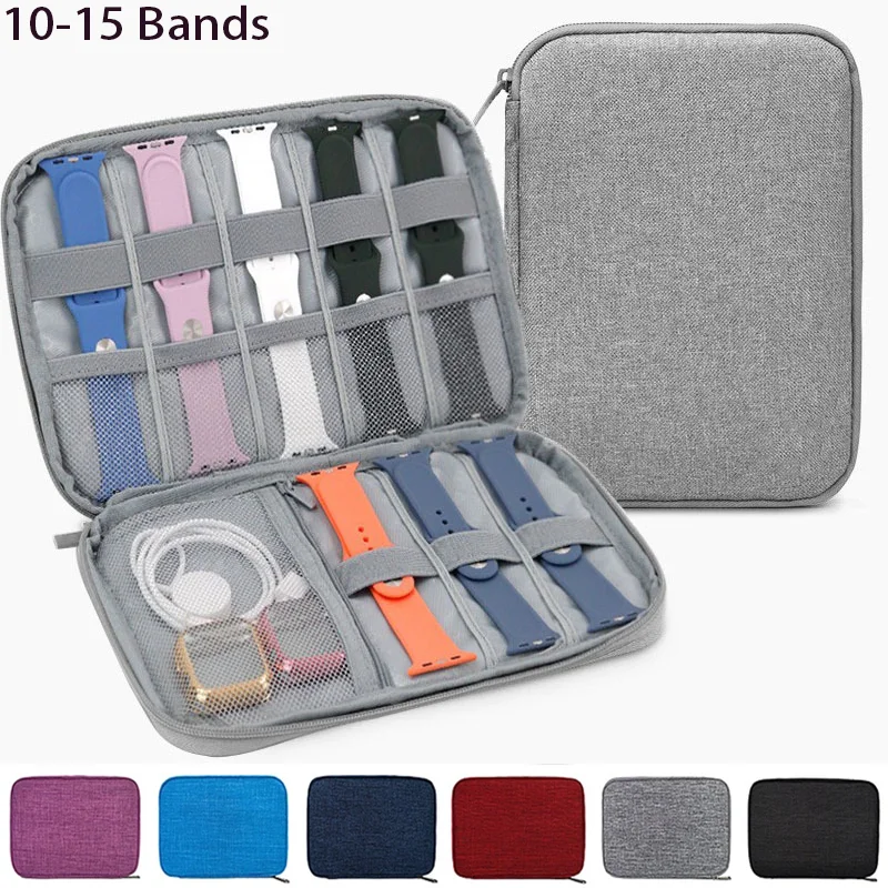 

Smart Watch Band Storage Organizer Multifunction Portable Watch Strap Box for Apple Watch Travel Pouch Bag Holds 10-15 Bands